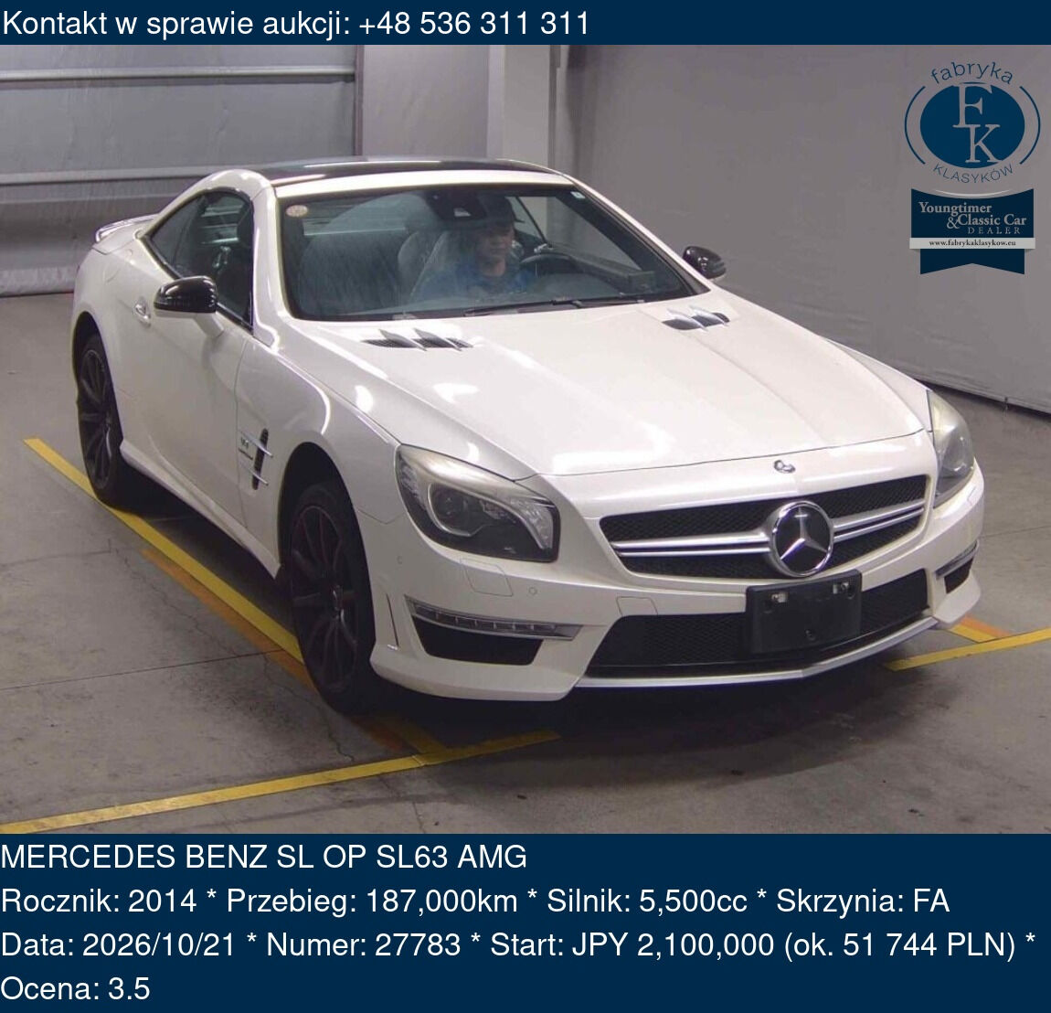 MERCEDES BENZ SL OP SL63 AMG 2014 - zdjęcie 2