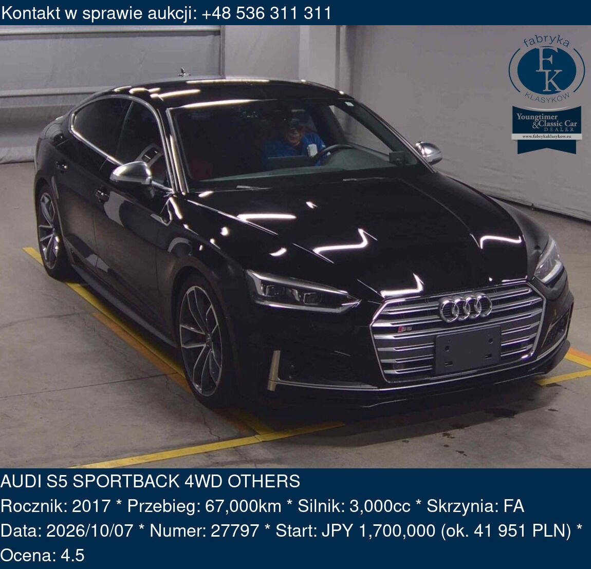 AUDI S5 SPORTBACK 4WD OTHERS 2017 - zdjęcie 2