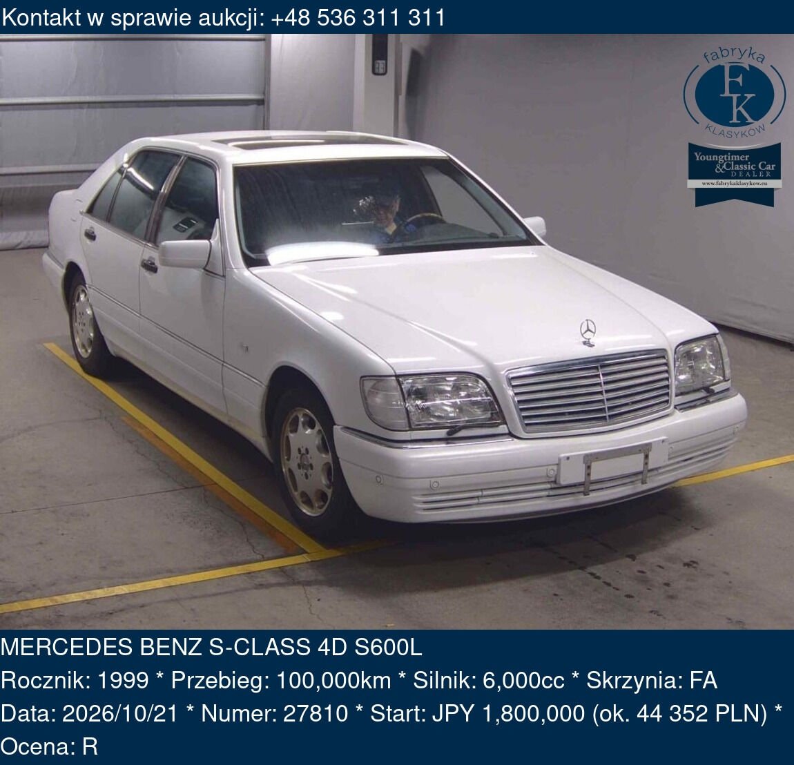 MERCEDES BENZ S-CLASS 4D S600L 1999 - zdjęcie 2