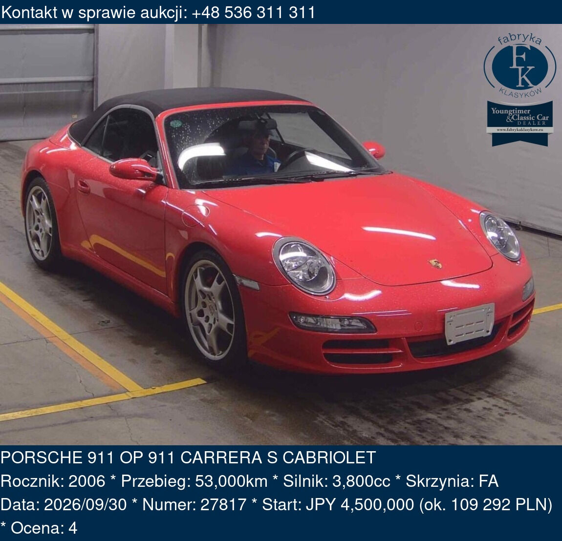 PORSCHE 911 OP 911 CARRERA S CABRIOLET 2006 - zdjęcie 2