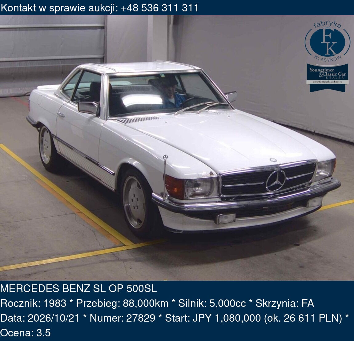 MERCEDES BENZ SL OP 500SL 1983 - zdjęcie 2