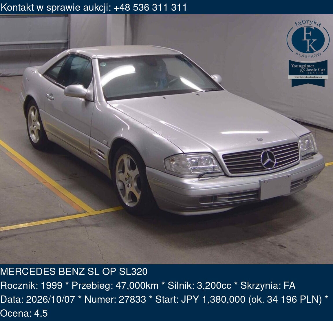 MERCEDES BENZ SL OP SL320 1999 - zdjęcie 2