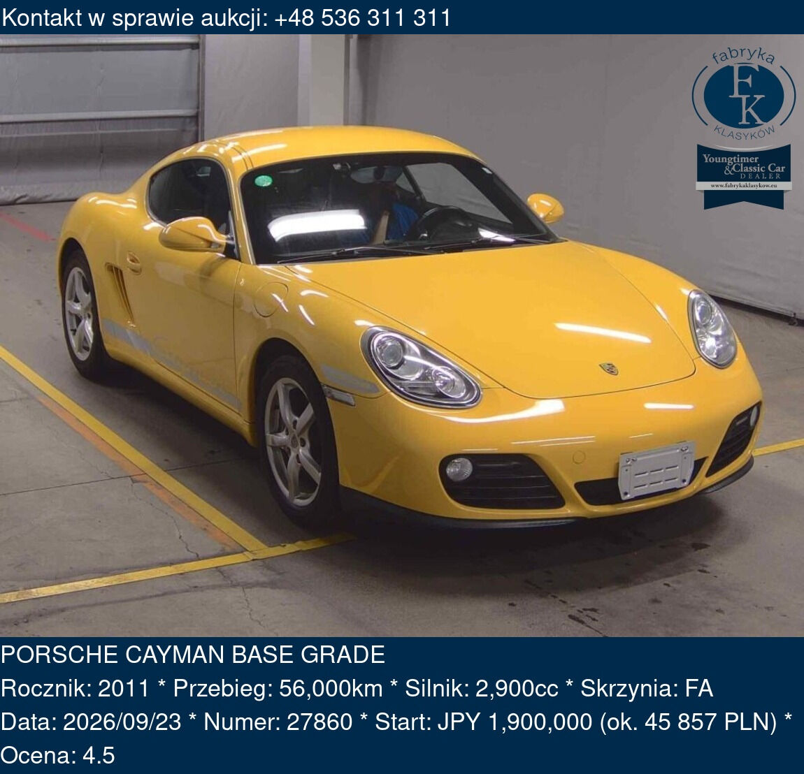 PORSCHE CAYMAN BASE GRADE 2011 - zdjęcie 2