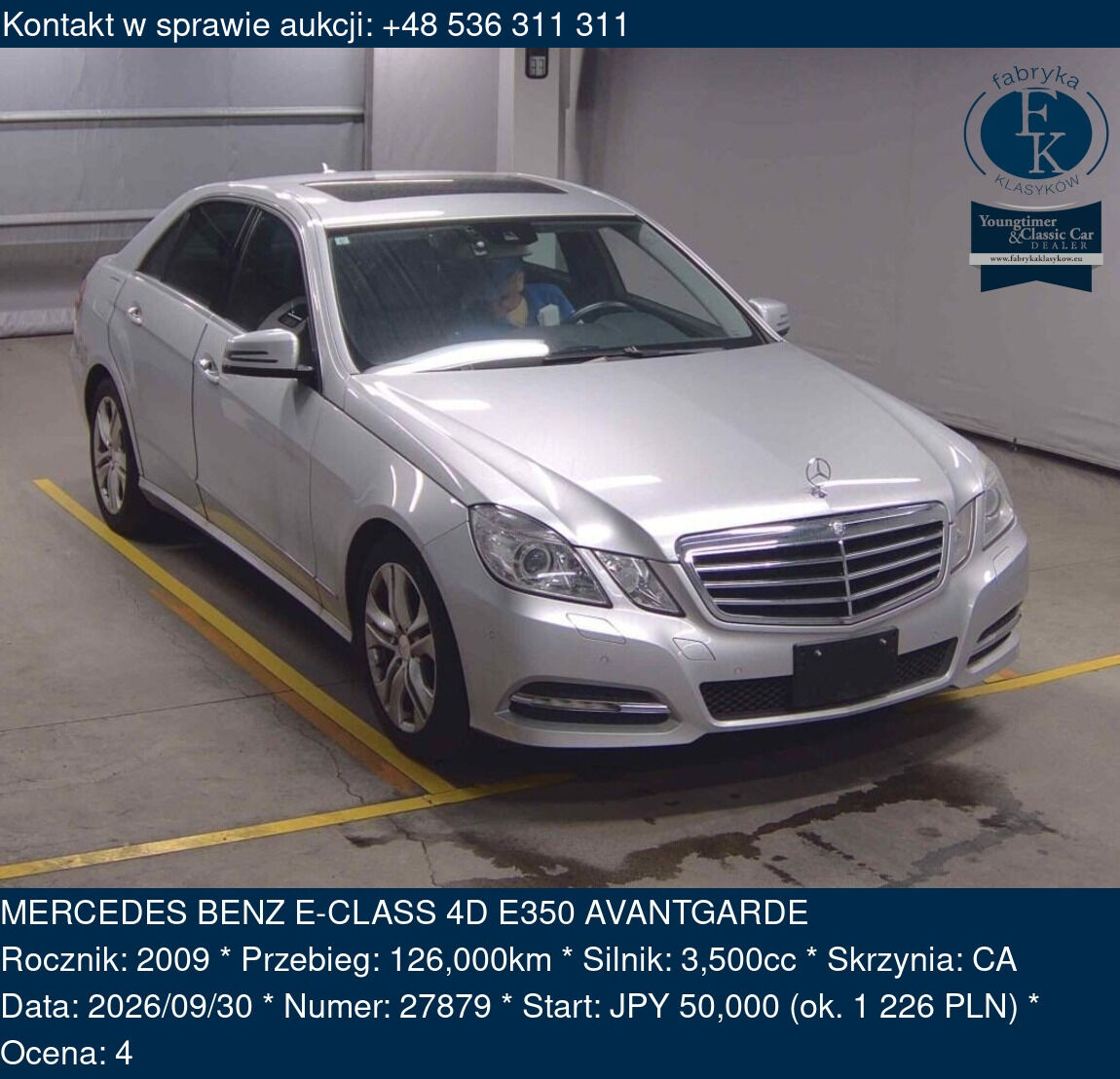 MERCEDES BENZ E-CLASS 4D E350 AVANTGARDE 2009 - zdjęcie 2