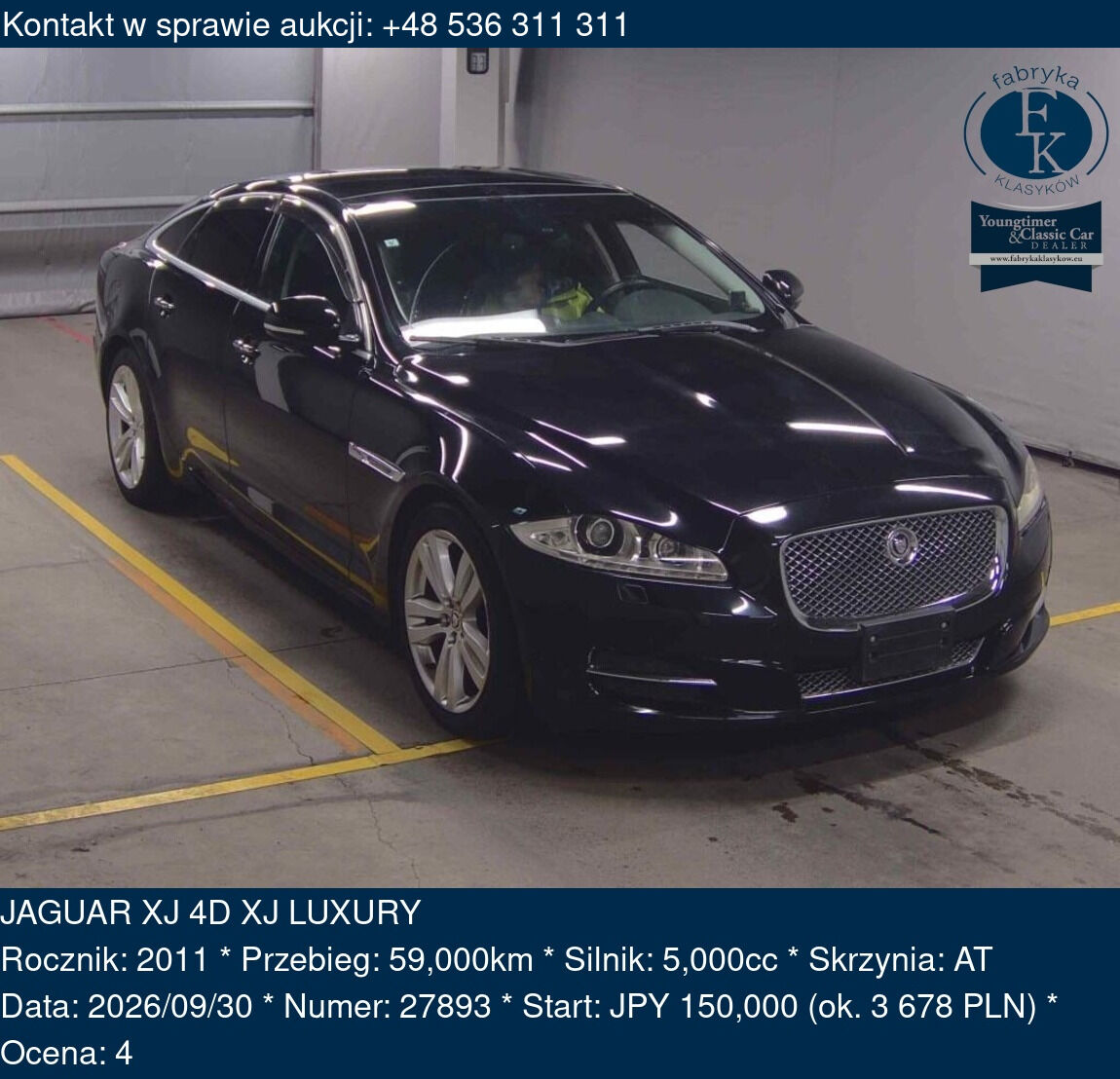 JAGUAR XJ 4D XJ LUXURY 2011 - zdjęcie 2