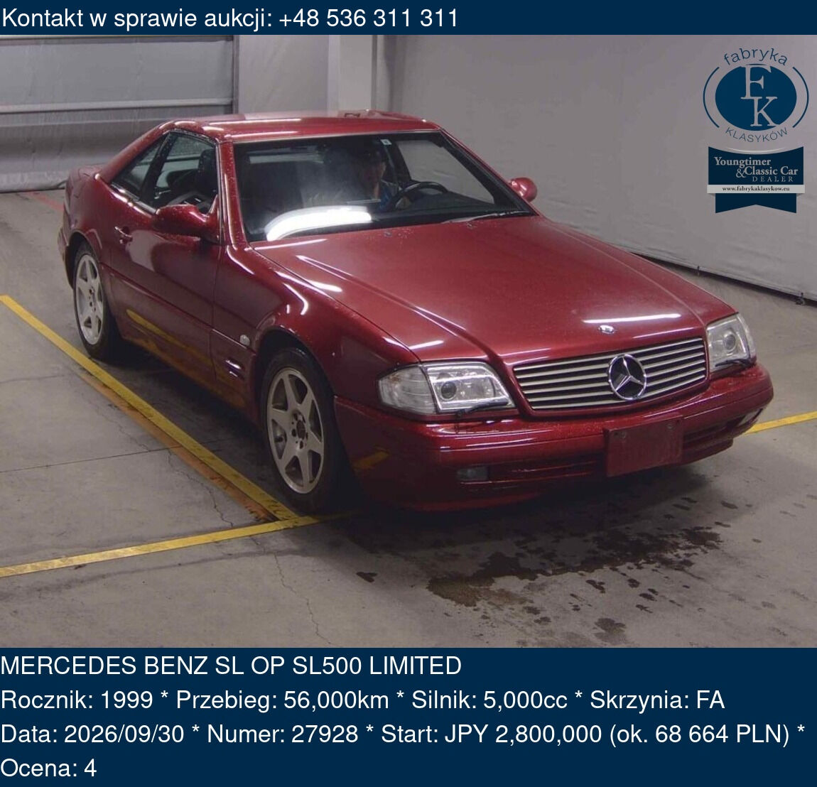 MERCEDES BENZ SL OP SL500 LIMITED 1999 - zdjęcie 2