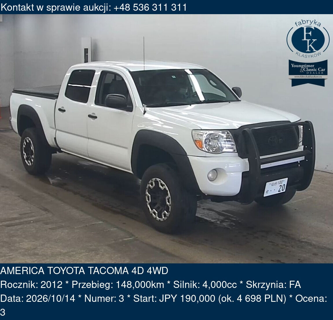 AMERICA TOYOTA TACOMA 4D 4WD 2012 - zdjęcie 2