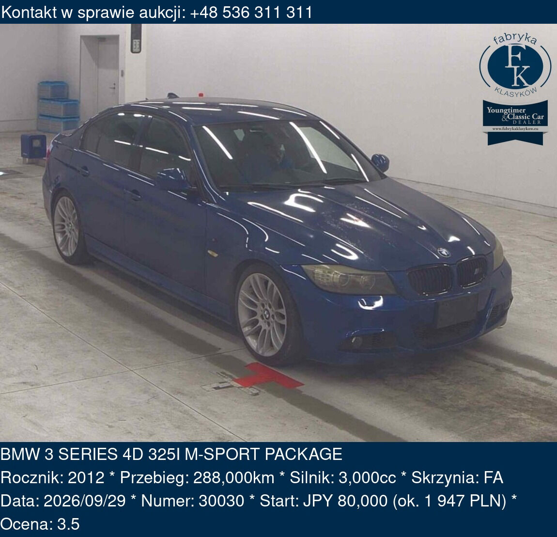 BMW 3 SERIES 4D 325I M-SPORT PACKAGE 2012 - zdjęcie 2
