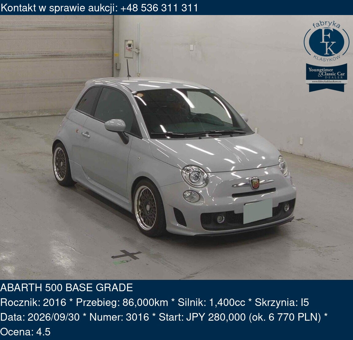 ABARTH 500 BASE GRADE 2016 - zdjęcie 2