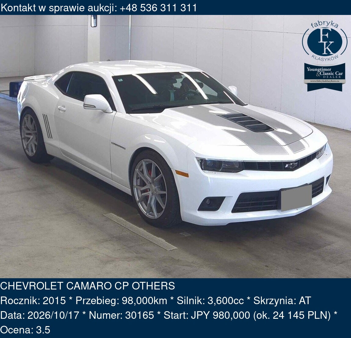 CHEVROLET CAMARO CP OTHERS 2015 - zdjęcie 2