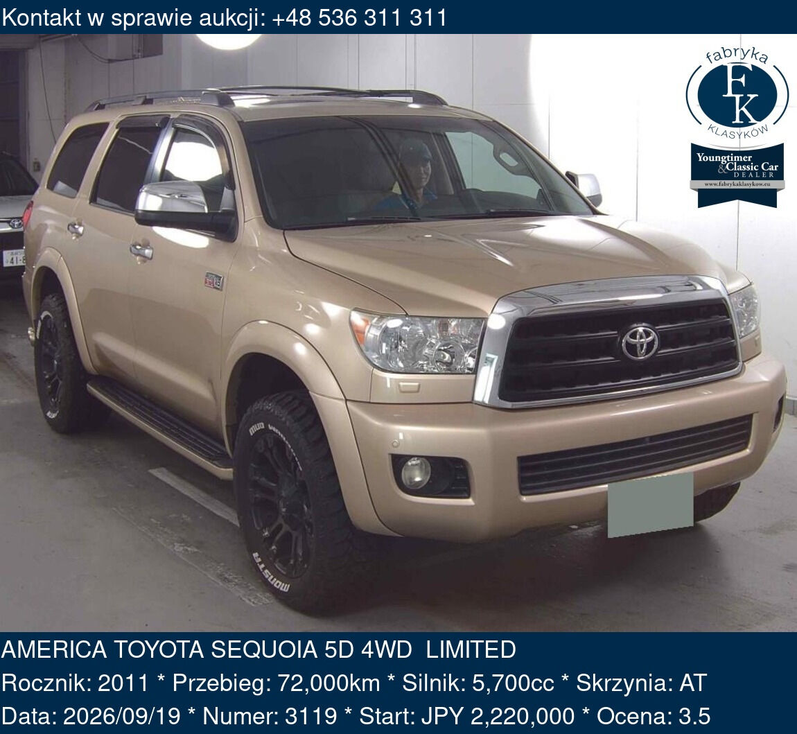 AMERICA TOYOTA SEQUOIA 5D 4WD LIMITED 2011 - zdjęcie 2
