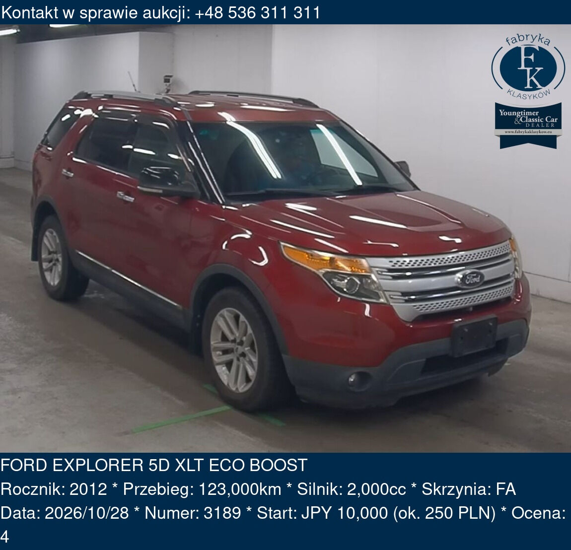 FORD EXPLORER 5D XLT ECO BOOST 2012 - zdjęcie 2