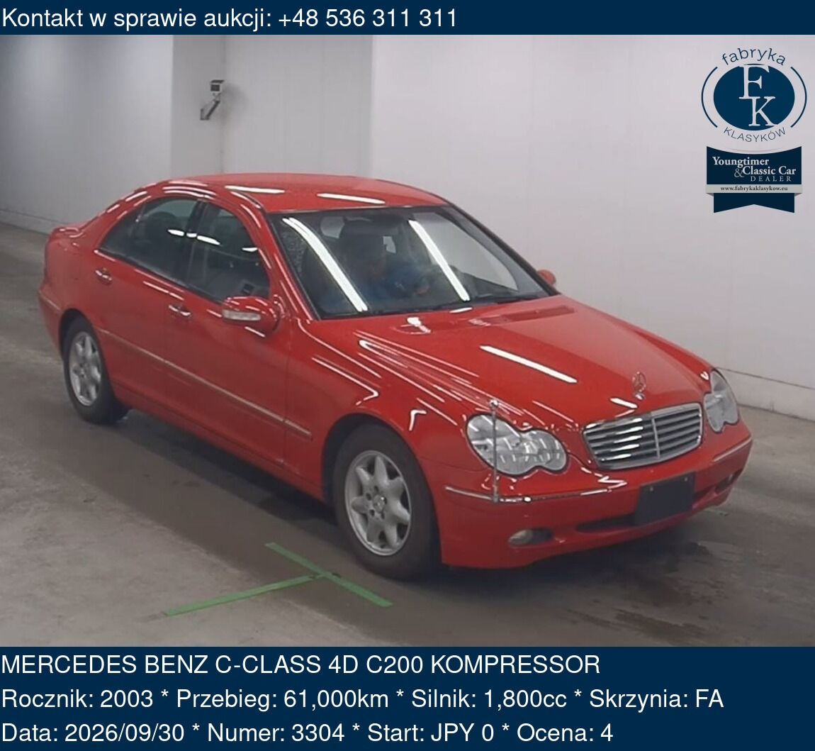 MERCEDES BENZ C-CLASS 4D C200 KOMPRESSOR 2003 - zdjęcie 2