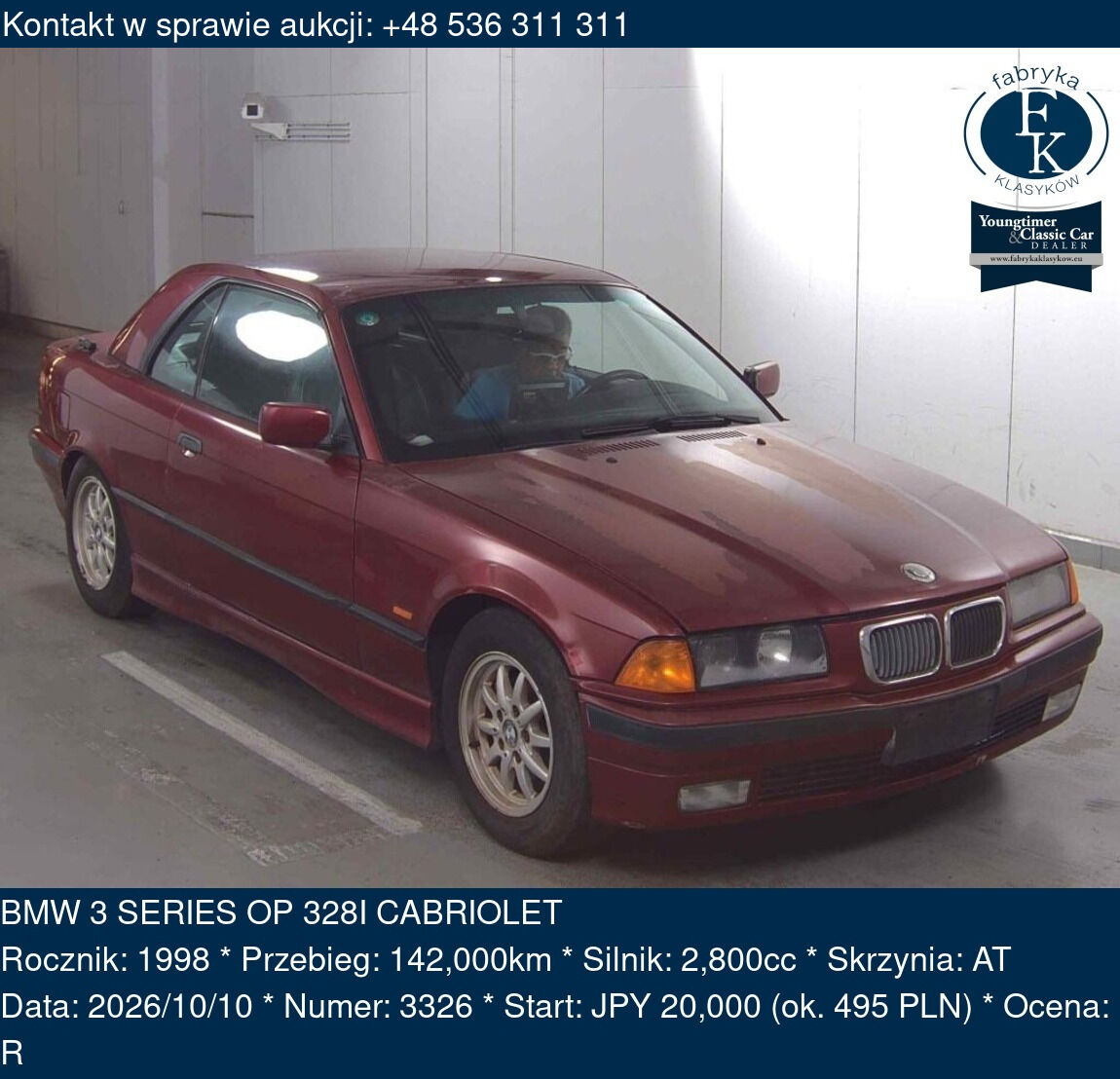 BMW 3 SERIES OP 328I CABRIOLET 1998 - zdjęcie 2