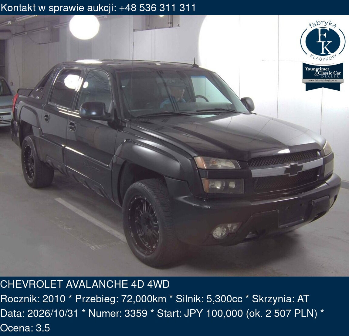 CHEVROLET AVALANCHE 4D 4WD 2010 - zdjęcie 2