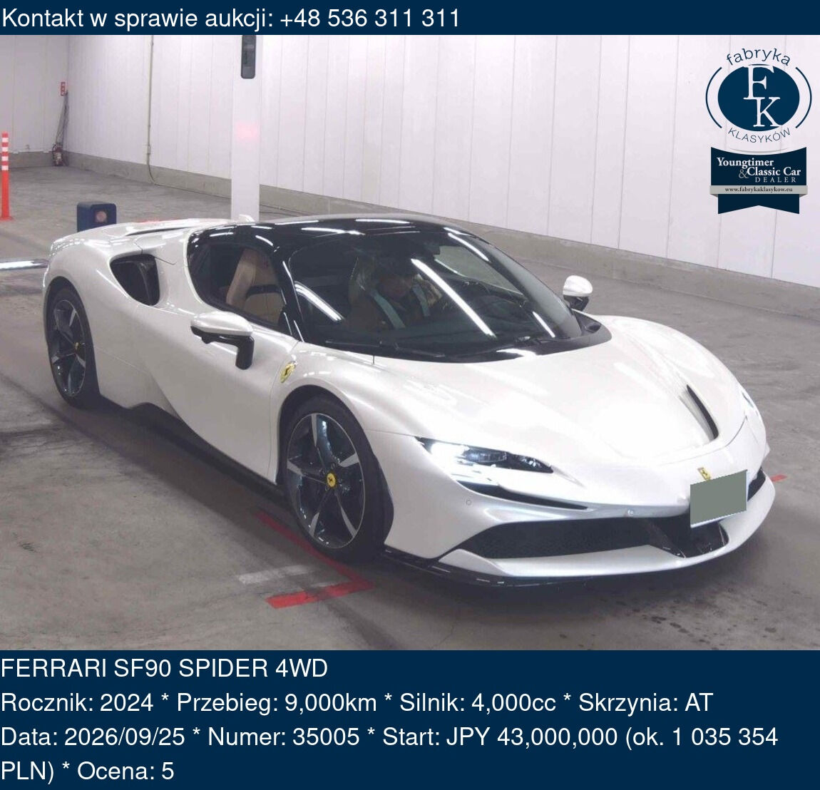 FERRARI SF90 SPIDER 4WD 2024 - zdjęcie 2
