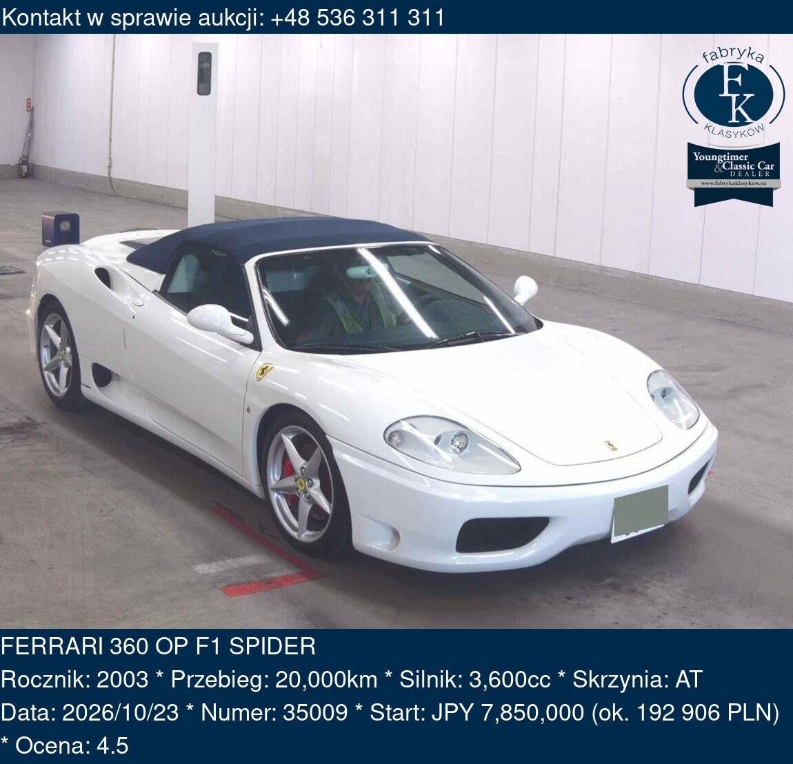 FERRARI 360 OP F1 SPIDER 2003 - zdjęcie 2