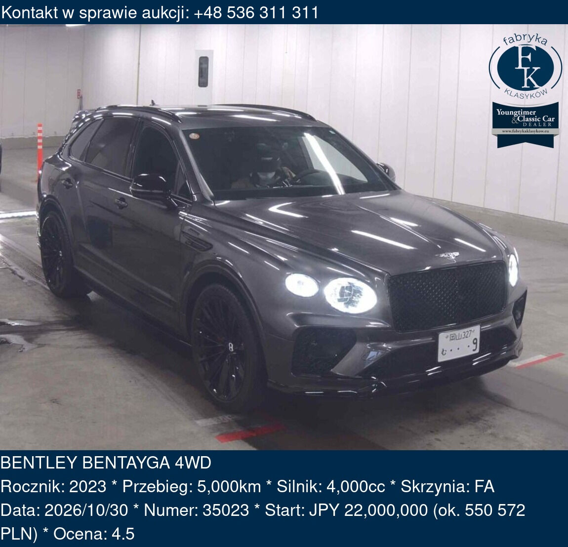 BENTLEY BENTAYGA 4WD 2023 - zdjęcie 2