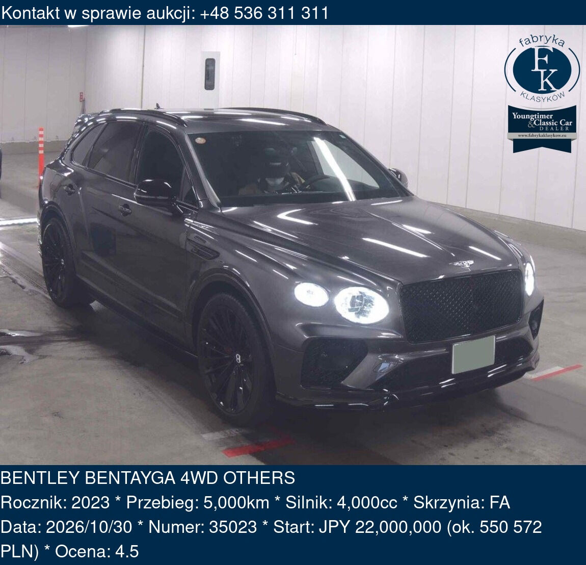 BENTLEY BENTAYGA 4WD OTHERS 2023 - zdjęcie 2