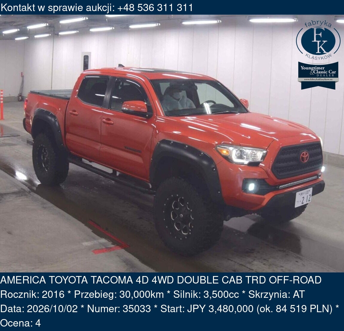 AMERICA TOYOTA TACOMA 4D 4WD DOUBLE CAB TRD OFF-ROAD 2016 - zdjęcie 2