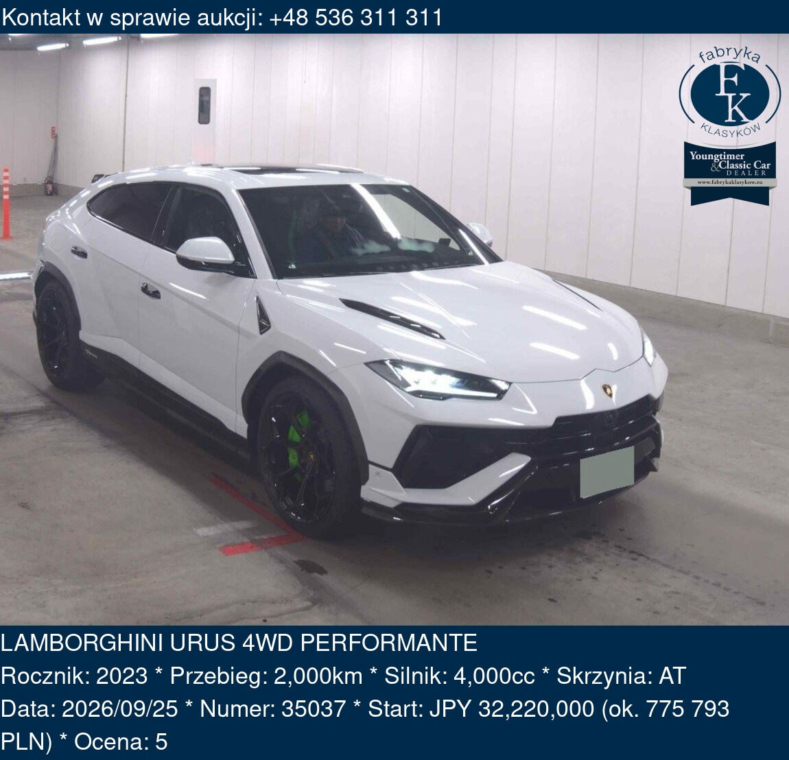 LAMBORGHINI URUS 4WD PERFORMANTE 2023 - zdjęcie 2