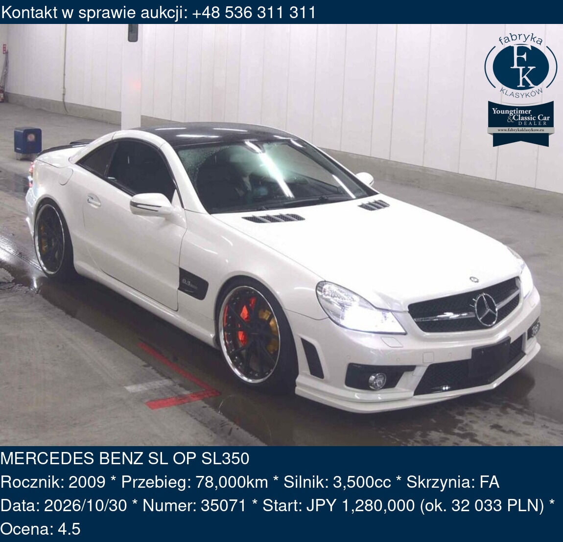 MERCEDES BENZ SL OP SL350 2009 - zdjęcie 2