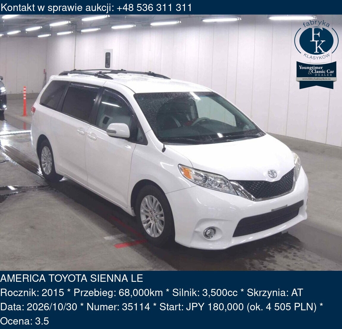 AMERICA TOYOTA SIENNA LE 2015 - zdjęcie 2