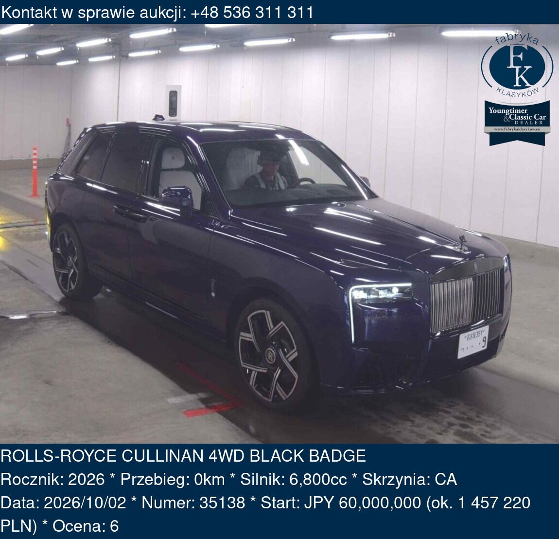 ROLLS-ROYCE CULLINAN 4WD BLACK BADGE 2026 - zdjęcie 2