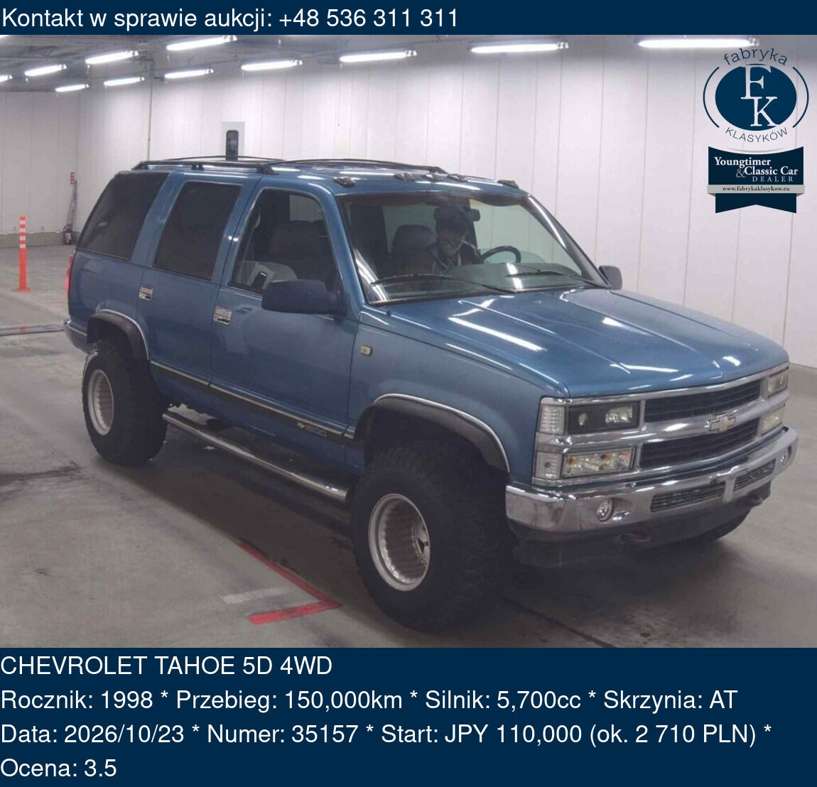 CHEVROLET TAHOE 5D 4WD 1998 - zdjęcie 2