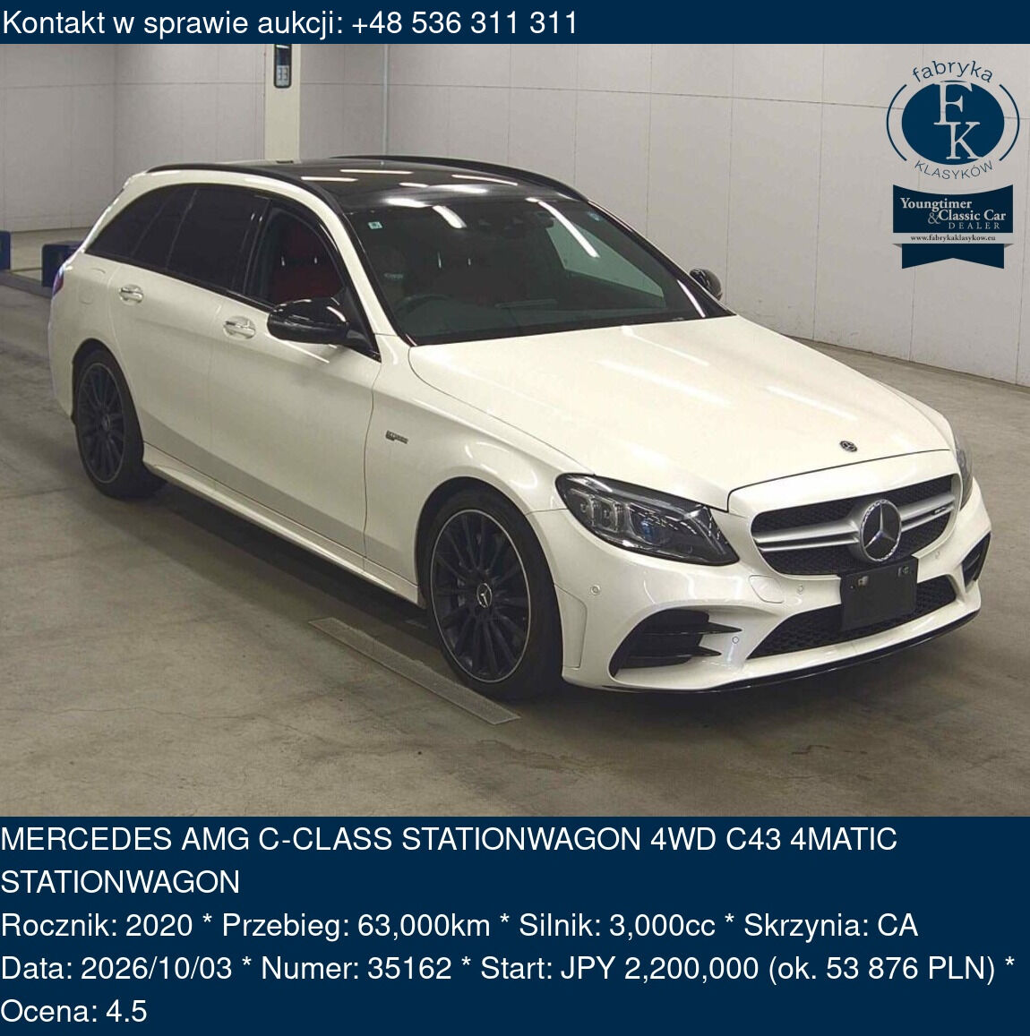 MERCEDES AMG C-CLASS STATIONWAGON 4WD C43 4MATIC STATIONWAGON 2020 - zdjęcie 2