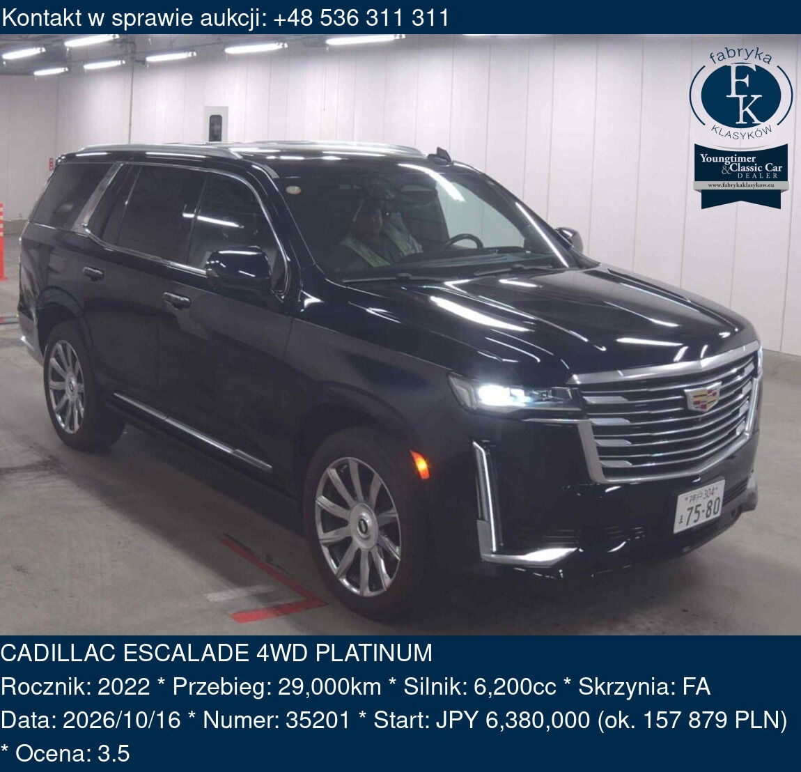 CADILLAC ESCALADE 4WD PLATINUM 2022 - zdjęcie 2