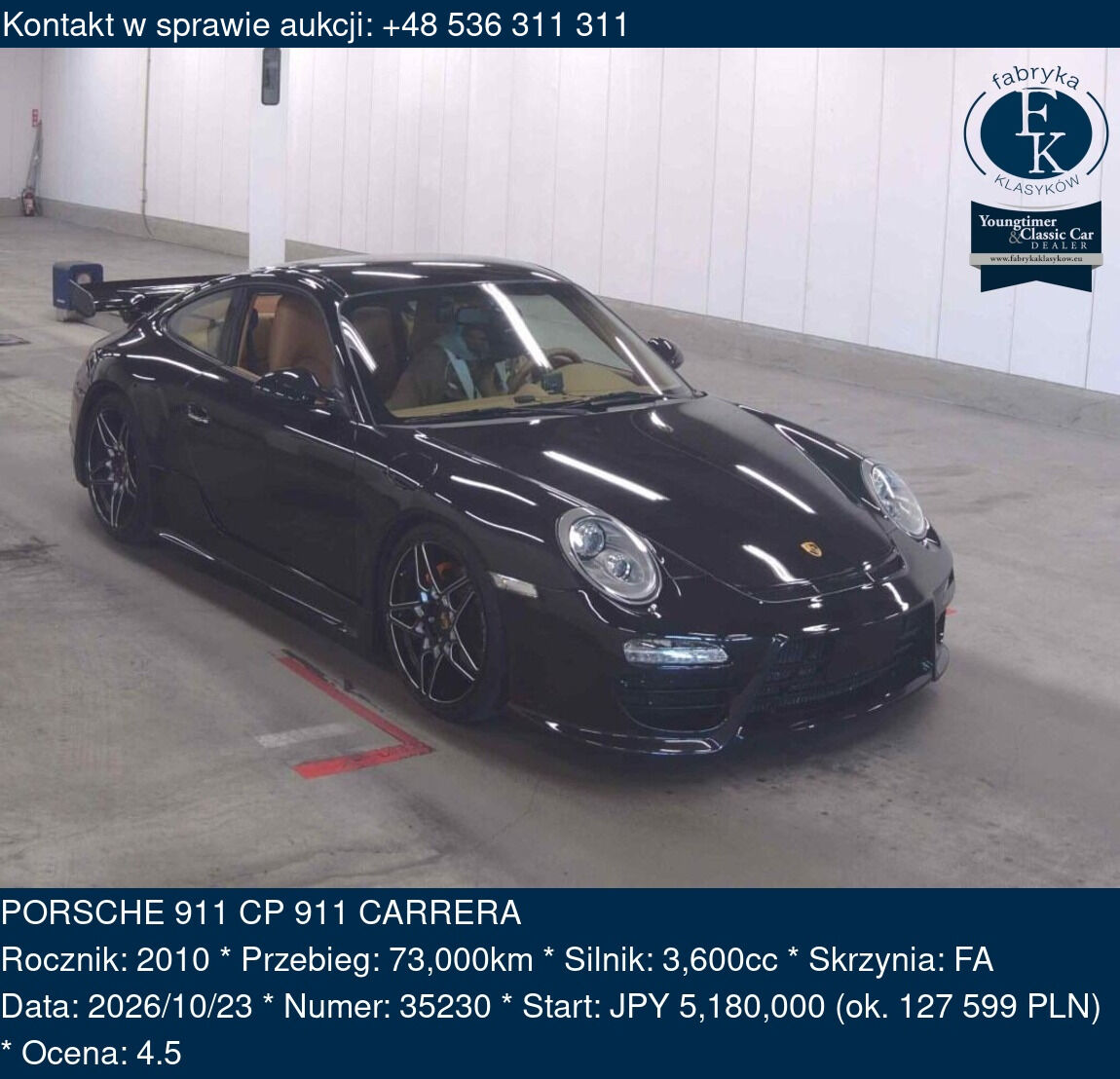 PORSCHE 911 CP 911 CARRERA 2010 - zdjęcie 2