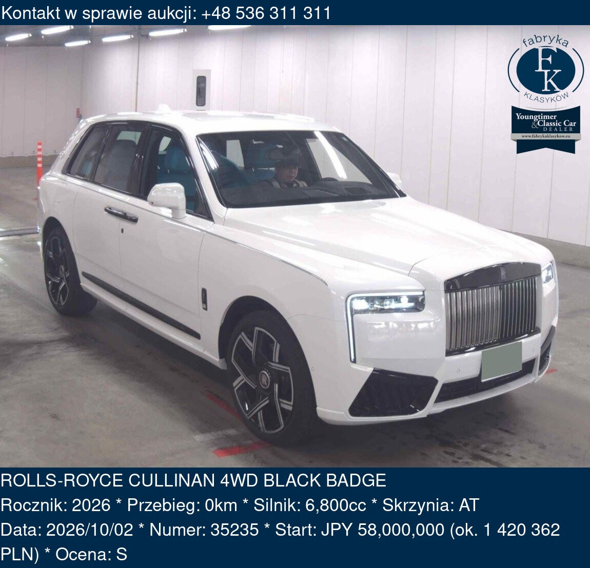ROLLS-ROYCE CULLINAN 4WD BLACK BADGE 2026 - zdjęcie 2