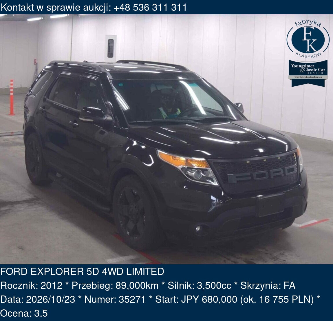 FORD EXPLORER 5D 4WD LIMITED 2012 - zdjęcie 2