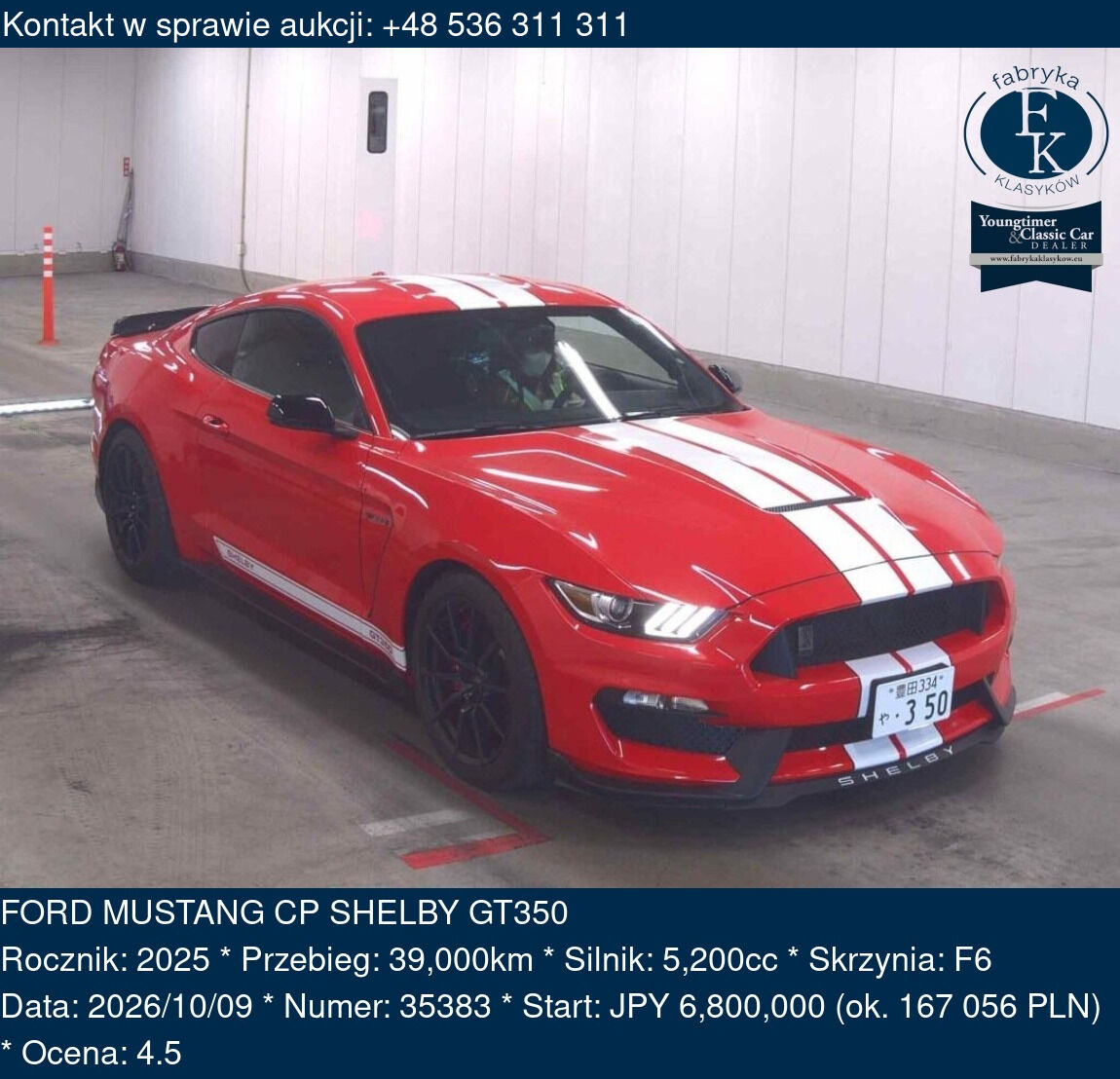 FORD MUSTANG CP SHELBY GT350 2025 - zdjęcie 2