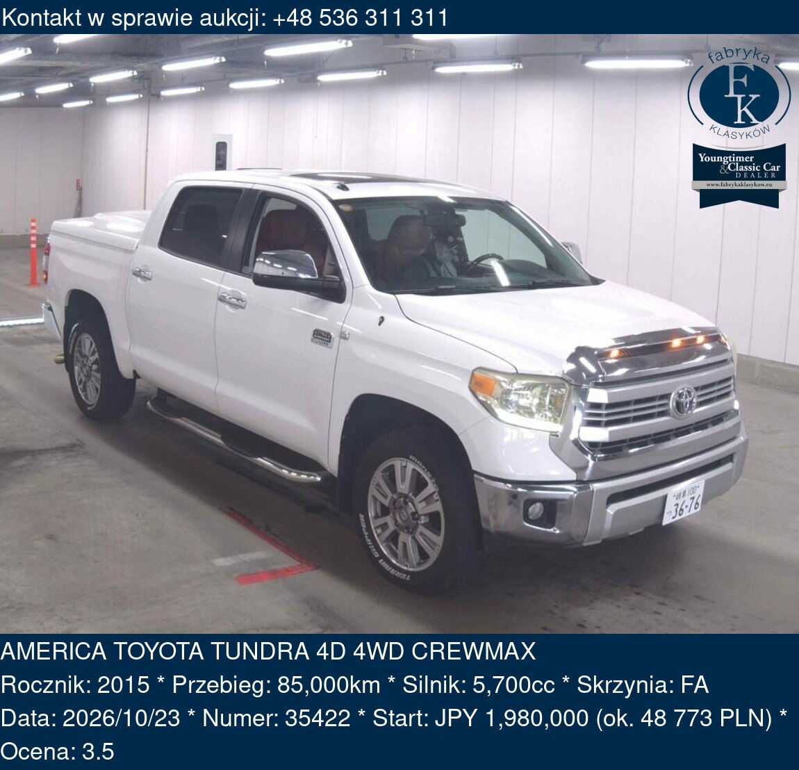 AMERICA TOYOTA TUNDRA 4D 4WD CREWMAX 2015 - zdjęcie 2