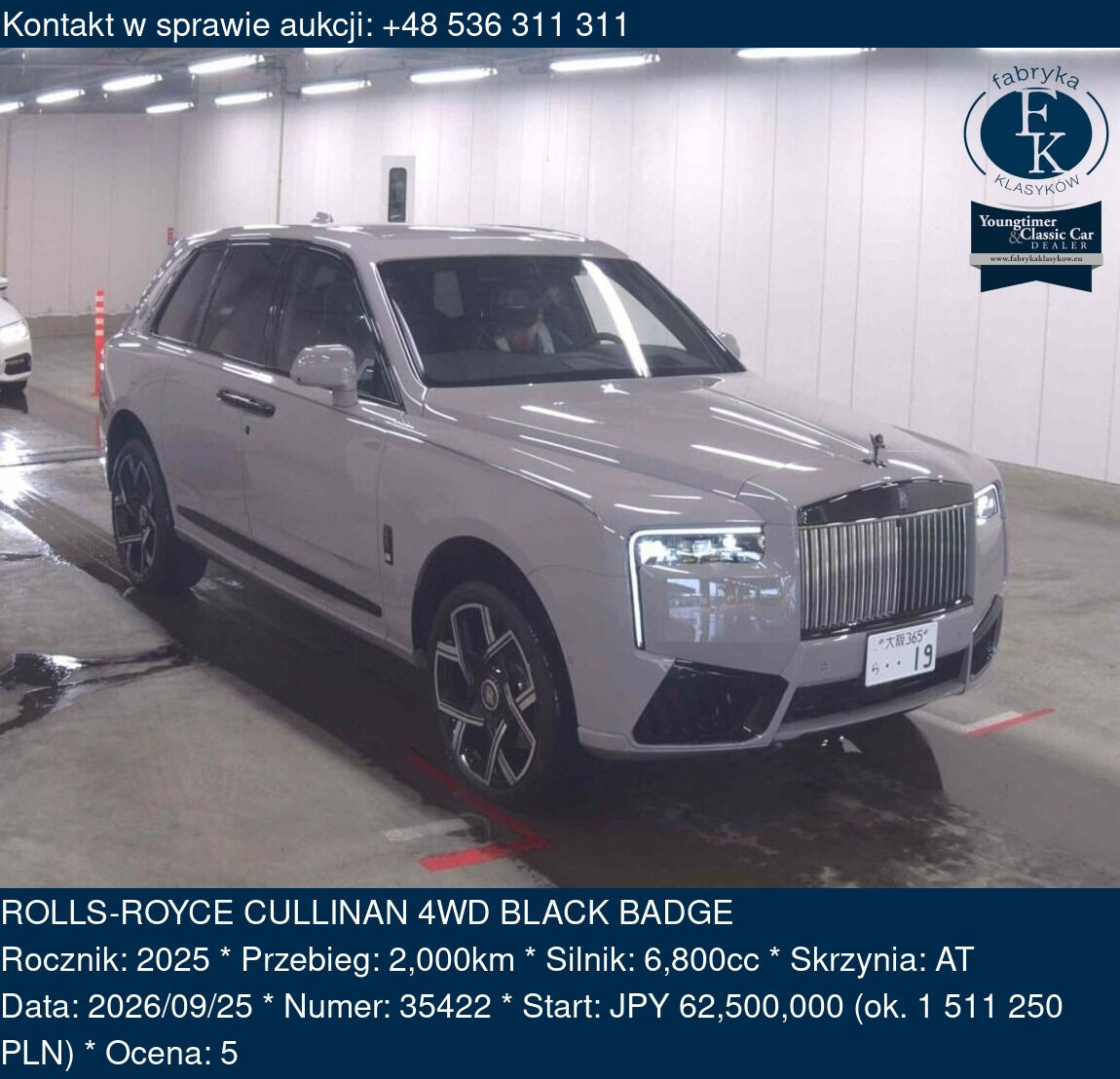 ROLLS-ROYCE CULLINAN 4WD BLACK BADGE 2025 - zdjęcie 2