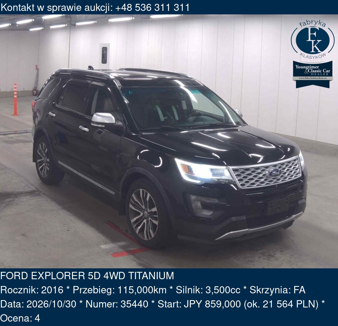 FORD EXPLORER 5D 4WD TITANIUM 2016 - zdjęcie 2