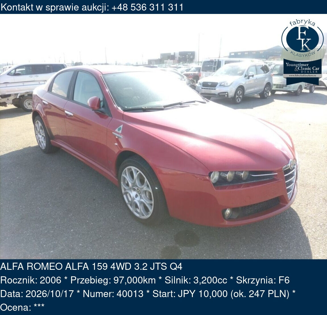 ALFA ROMEO ALFA 159 4WD 3.2 JTS Q4 2006 - zdjęcie 2