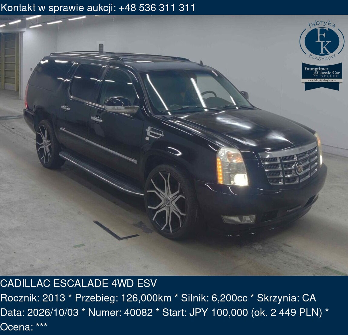 CADILLAC ESCALADE 4WD ESV 2013 - zdjęcie 2