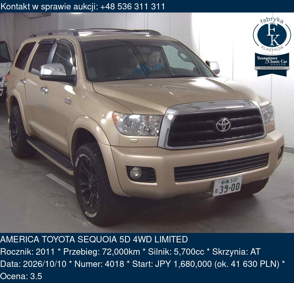 AMERICA TOYOTA SEQUOIA 5D 4WD LIMITED 2011 - zdjęcie 2