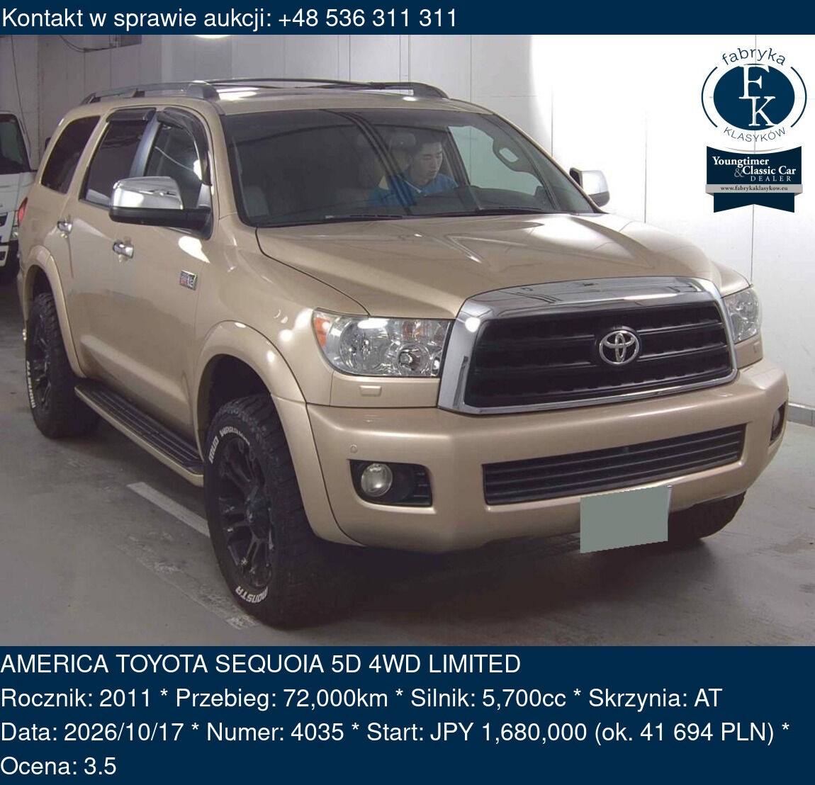 AMERICA TOYOTA SEQUOIA 5D 4WD LIMITED 2011 - zdjęcie 2