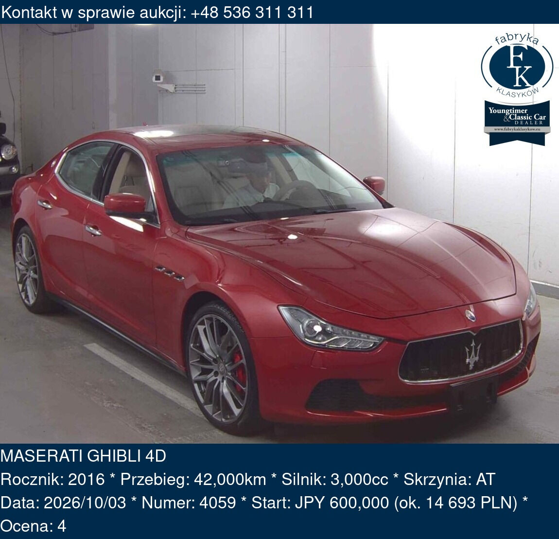 MASERATI GHIBLI 4D 2016 - zdjęcie 2