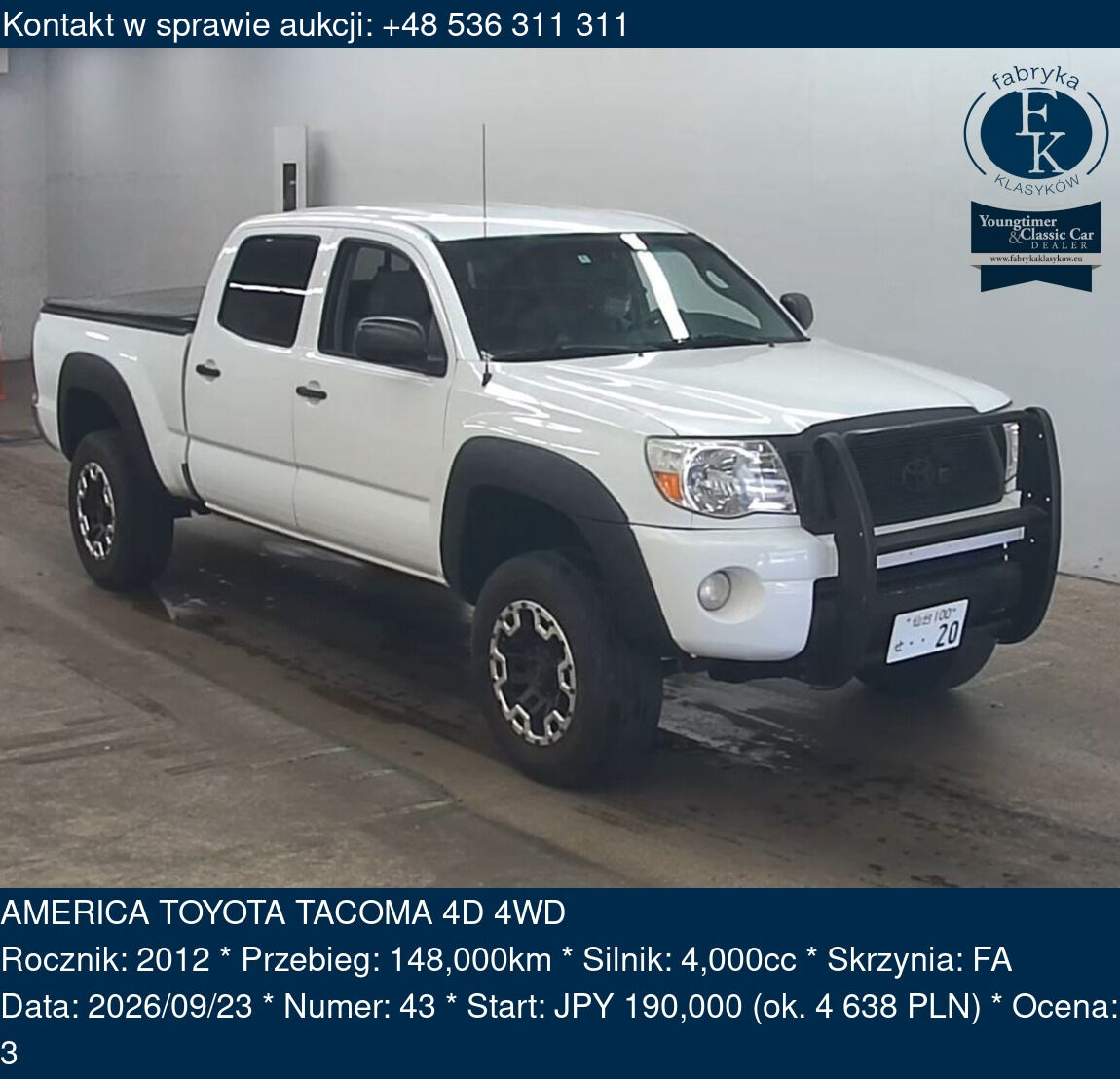 AMERICA TOYOTA TACOMA 4D 4WD 2012 - zdjęcie 2