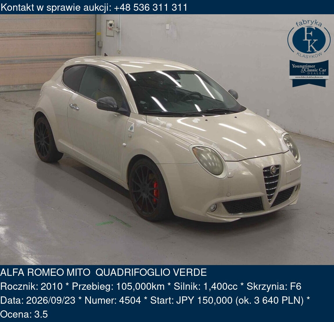 ALFA ROMEO MITO QUADRIFOGLIO VERDE 2010 - zdjęcie 2