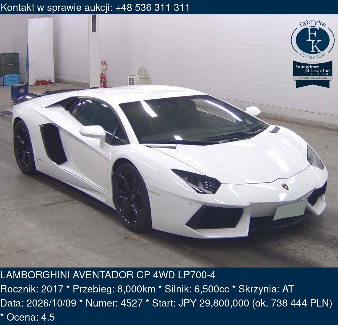 LAMBORGHINI AVENTADOR CP 4WD LP700-4 2017 - zdjęcie 2