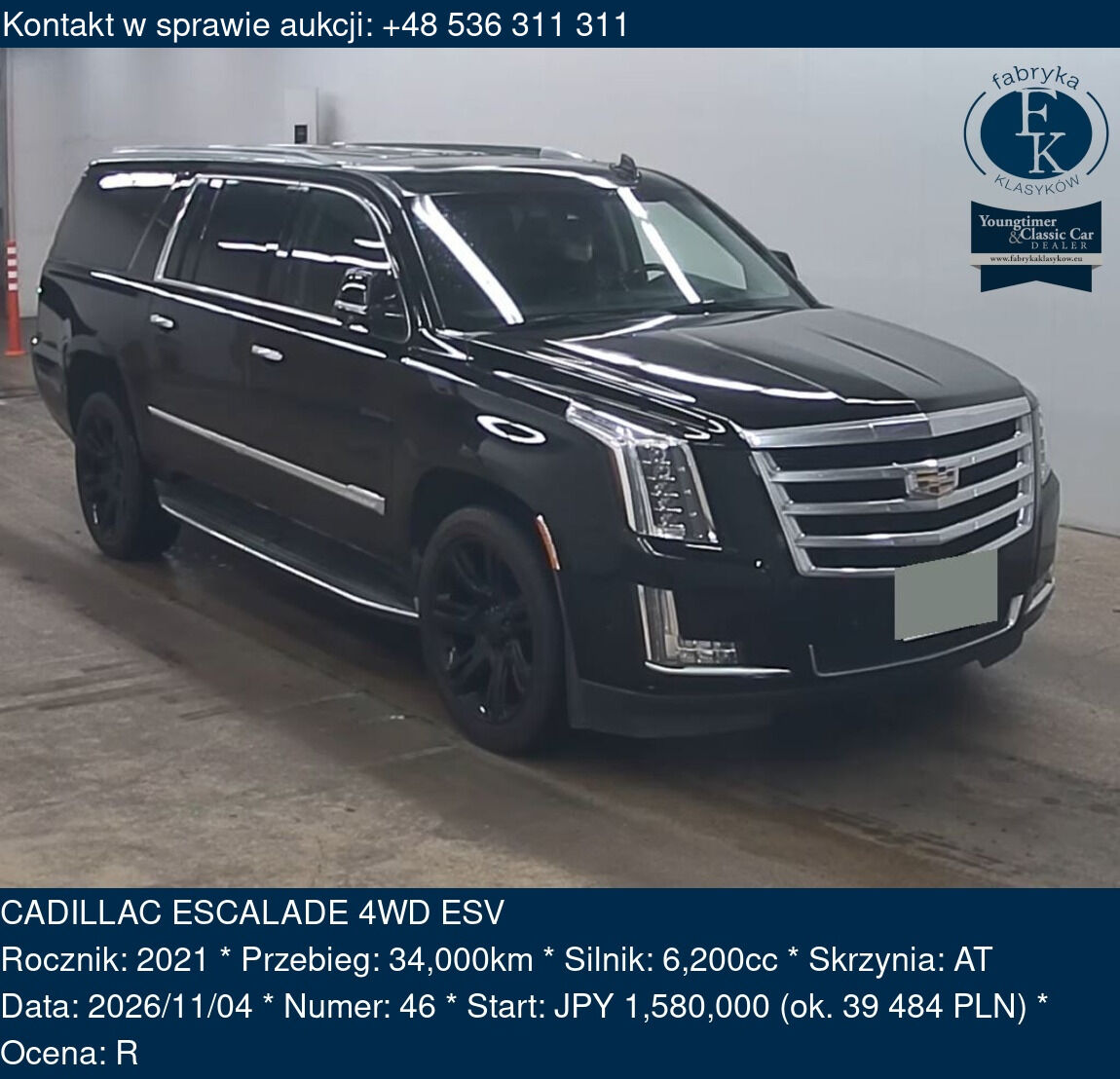 CADILLAC ESCALADE 4WD ESV 2021 - zdjęcie 2