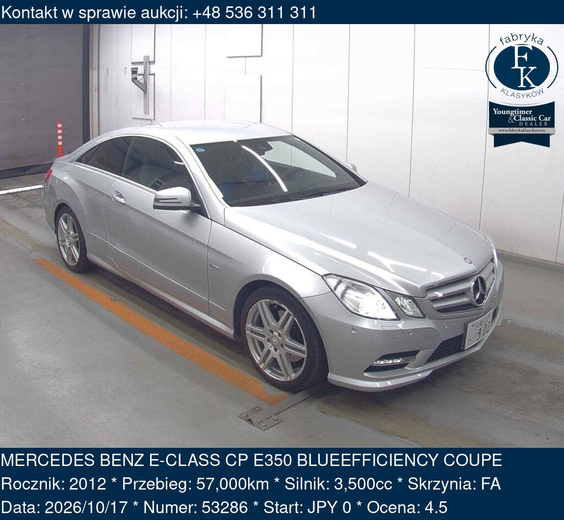 MERCEDES BENZ E-CLASS CP E350 BLUEEFFICIENCY COUPE 2012 - zdjęcie 2