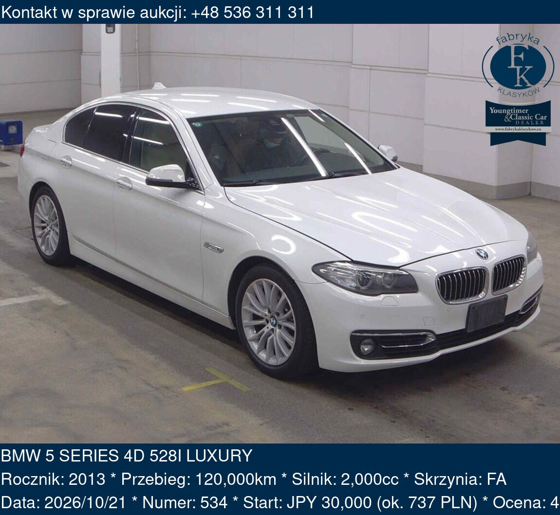 BMW 5 SERIES 4D 528I LUXURY 2013 - zdjęcie 2