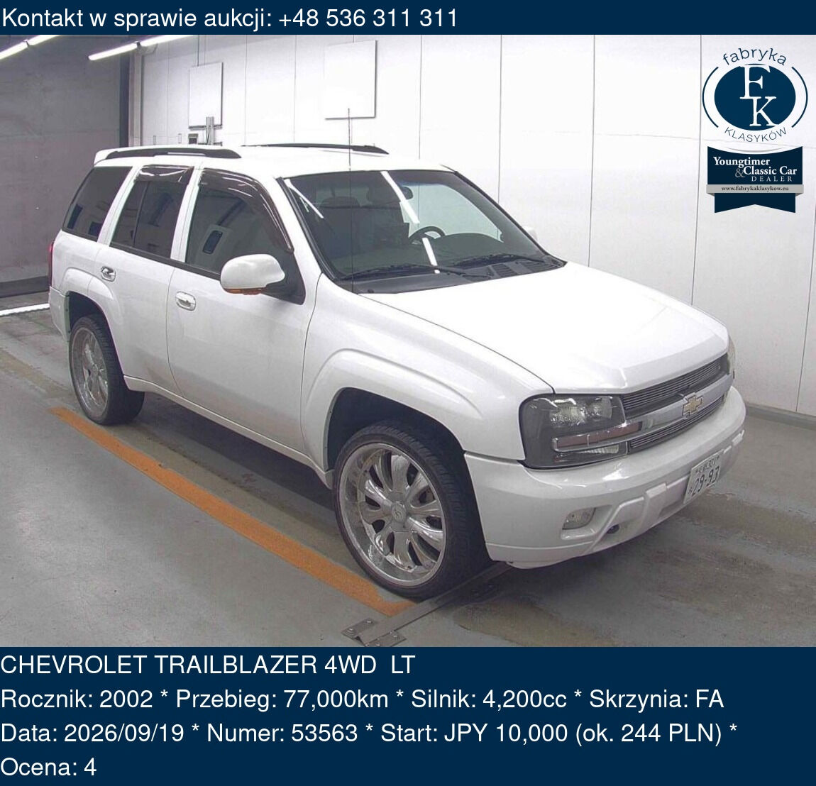 CHEVROLET TRAILBLAZER 4WD LT 2002 - zdjęcie 2